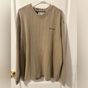Columbia V-Neck Sweater in Beige-Tan Size XXL